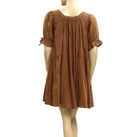 Free People Sandy Shores Babydoll Mini Dress Eyelet Embroidered Tiered S 283188 - Picture 6 of 8